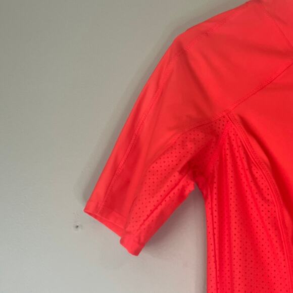 Athleta Neon Orange 1/4 Zip 1/4 Sleeve Top Size Small - Picture 8 of 12